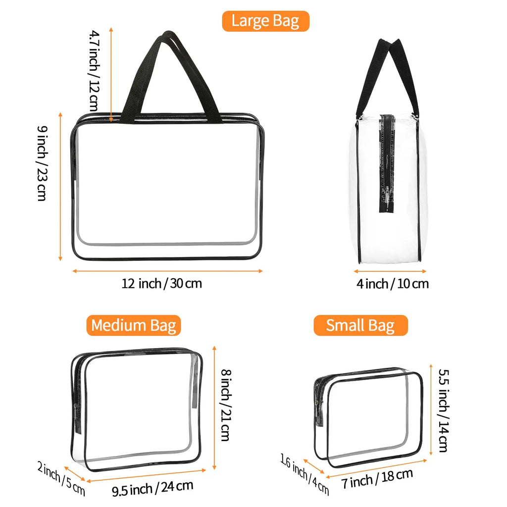 3-Pack Clear PVC Travel Toiletry Bags – Cosmetic Organizer mbzr