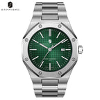 SAPPHERO Men Analog Watch Stainless Steel Quartz Movement Date Display 50M Waterproof Classic Business Casual Wristwatch Gift