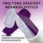 Two-Tone Gradient Mermaid Lipstick Shimmer Glitter Purple Lipstick Long Lasting Hydrating Lip Balm Unique Diamond Cut Design mbzr