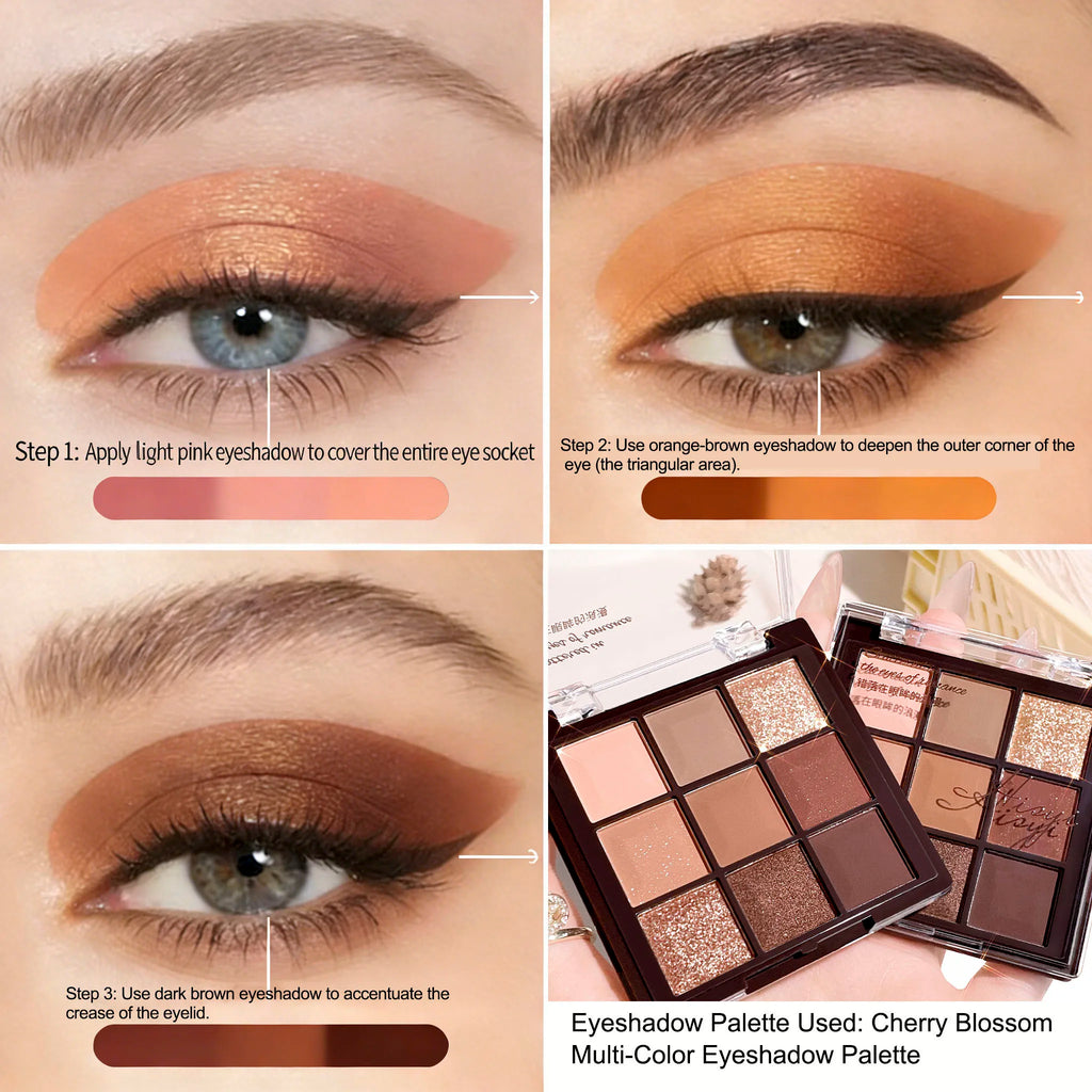 6-Pcs Eye Makeup Set:3D Eyebrow Styling Wild+Liquid Eyeliner+Slim Volume Mascara+9-Color Eyeshadow Palette Easy to Apply Unisex mbzr