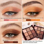 6-Pcs Eye Makeup Set:3D Eyebrow Styling Wild+Liquid Eyeliner+Slim Volume Mascara+9-Color Eyeshadow Palette Easy to Apply Unisex mbzr