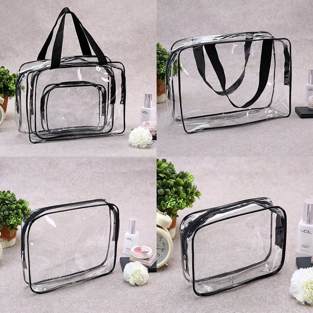 3-Pack Clear PVC Travel Toiletry Bags – Cosmetic Organizer mbzr