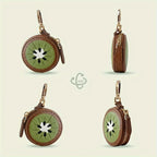 1pc Cartoon Kiwi Fruit Round Coin Purse Faux Leather Mini Zipper Wallet Portable Keychain Hanging Bag Decor Daily Matching Storage Accessory Holiday Gift mbzr