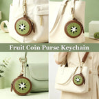 1pc Cartoon Kiwi Fruit Round Coin Purse Faux Leather Mini Zipper Wallet Portable Keychain Hanging Bag Decor Daily Matching Storage Accessory Holiday Gift mbzr