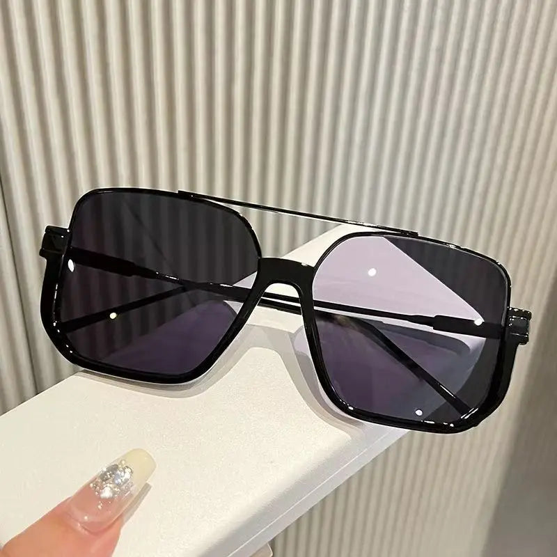 Retro Pilot Metal Sunglasses Fashion Korean Style Women Square Shades Trendy Ins Popular Brand Design UV400 Sun Glasses