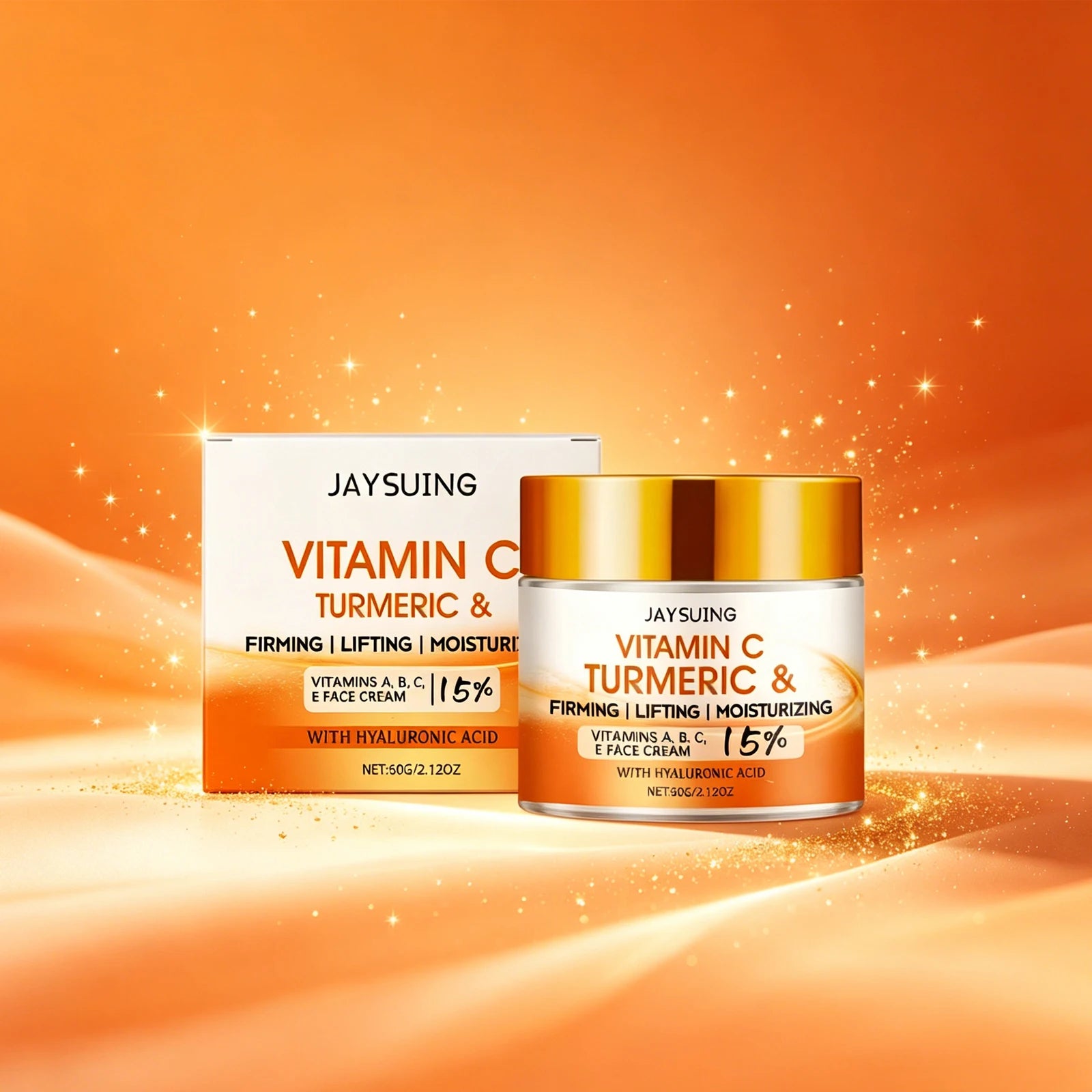 Jaysuing 60g Vitamin C Turmeric Facial Cream Hydrating Nourishing Softening Skin Care Cream For Daily Use Lightweight Formula For All Skin Types mbzr