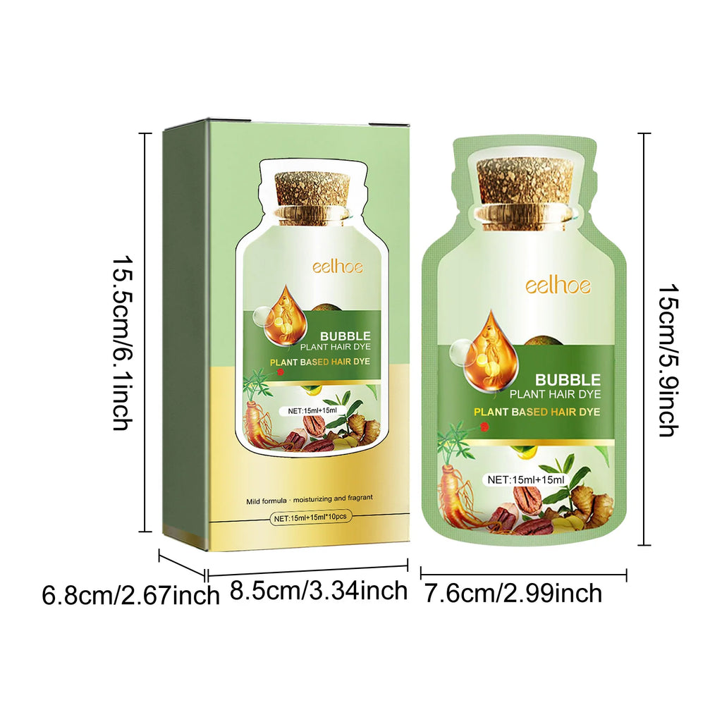 Herbal Bubble Hair Dye Shampoo with Batana Oil – Natural Color & Grey Coverage (10 pcs) mbzr