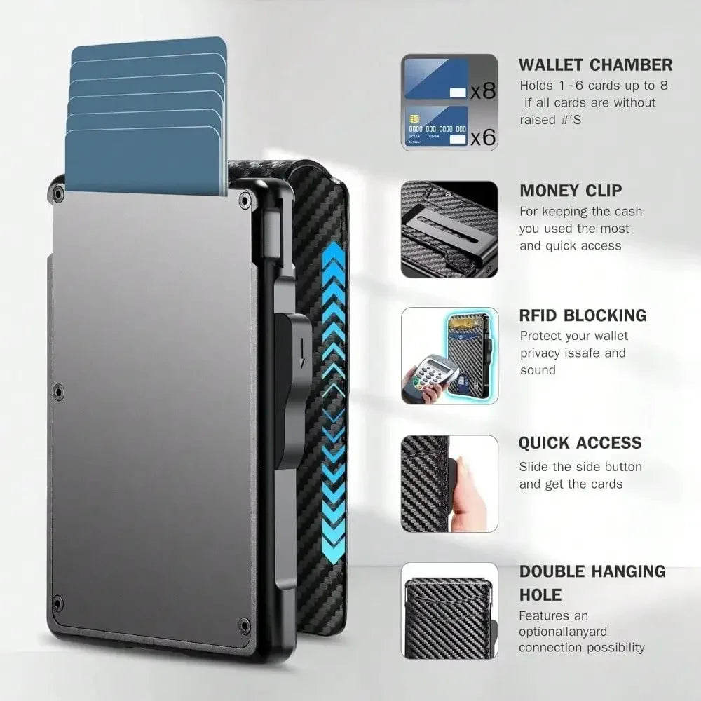 Wallet for Men, Mens Minimalist Wallet 9-13 Cards, Slim Compact Wallet with Money Clip & ID Window, RFID Blocking Smart Pop Up C mbzr