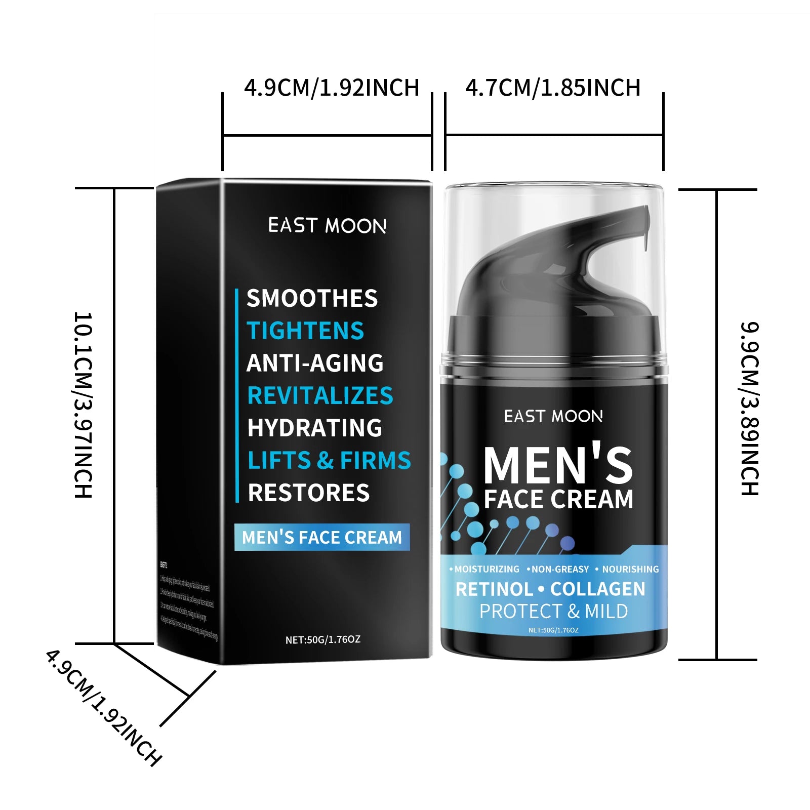 50G Men Retinol Face Cream Moisturizing Nourishing Anti-aging Skin Rejuvenation Fade Fine Lines Non-greasy Men Daily Skin Care mbzr