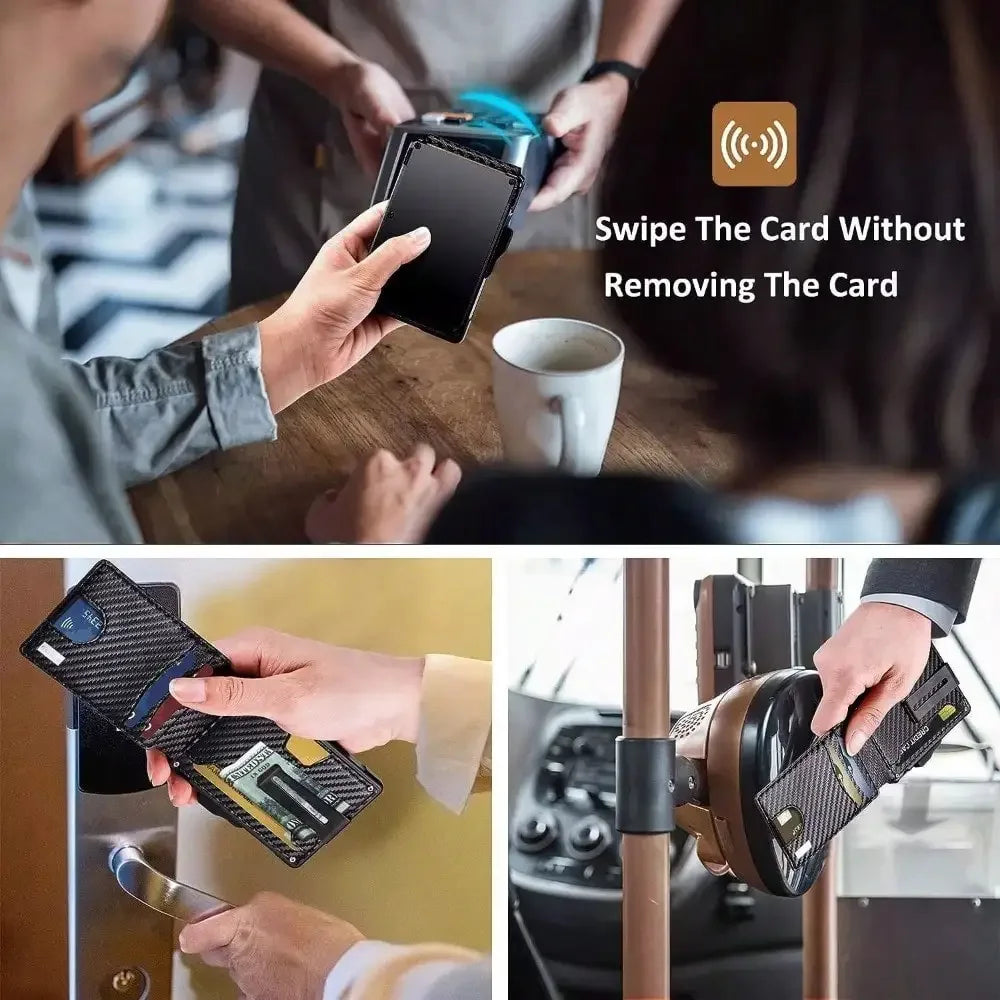 Wallet for Men, Mens Minimalist Wallet 9-13 Cards, Slim Compact Wallet with Money Clip & ID Window, RFID Blocking Smart Pop Up C mbzr