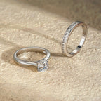 Newshe Solid 925 Silver Engagement Ring Wedding Band Fine Jewelry Luxury Solitaire Round Cubic Zircon Imitation Diamond Rings