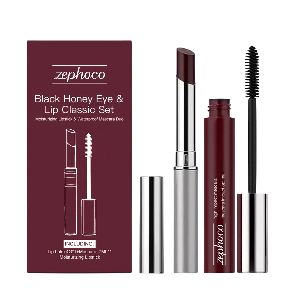 Black Brown Eye Lip Makeup Set Eyelash Spiral Brush Hydrating Lipstick Fast Dry Waterproof Lengthening Curling Mascara Cosmetic mbzr