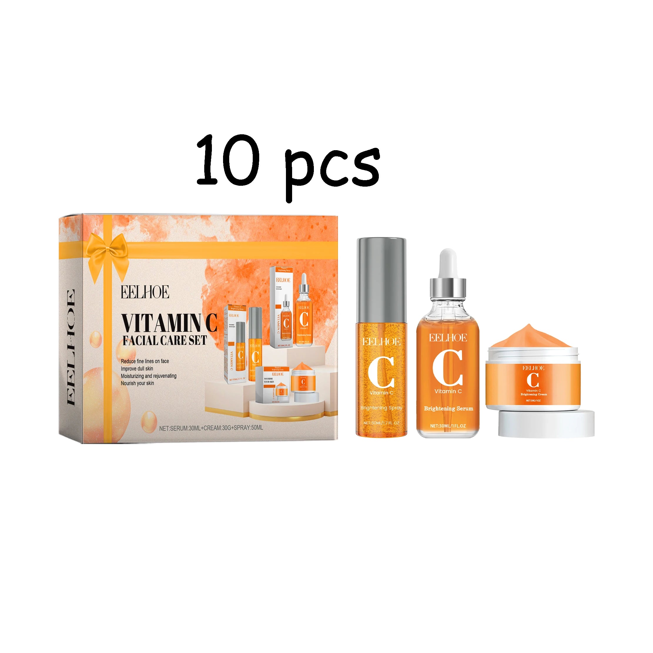 EELHOE Vitamin C Face Skin Care Set Moisturizing Improve Skin Texture Pore Shrink Enhance Skin Elasticity Facial Care Set mbzr