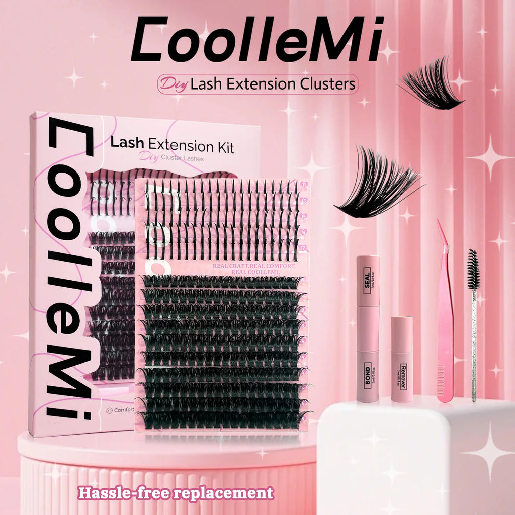 280PCS DIY Cluster Lashes Kit Ignite 80D | D Curl Fluffy Wispy Manga Lashes | Heat Bonded Fox Eye Individual Extensions with Bond and Seal | Long-Lasting Waterproof Home Makeup mbzr