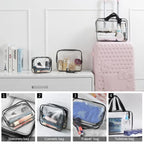 3-Pack Clear PVC Travel Toiletry Bags – Cosmetic Organizer mbzr