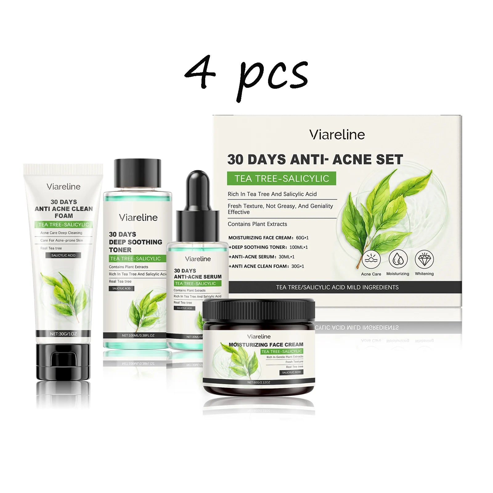 Viareline Salicylic Acid Skin Care Set Daily Moisturizing Enhance Smoothness Gentle Acne Treatment Non-greasy Skin Care Set mbzr