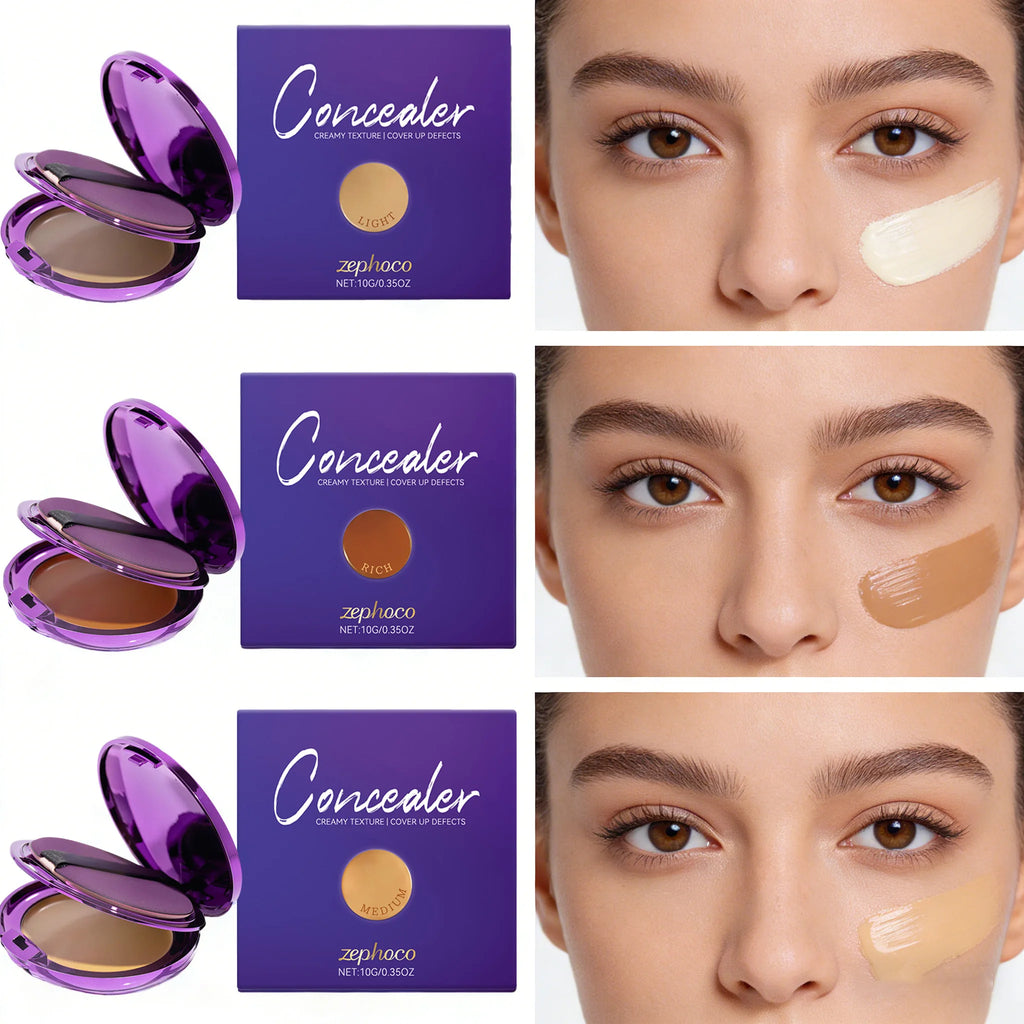 3 Colors Concealer Palette Moisturizing Sweatproof Long Wearing Full Coverage Spots Transfer-proof Glowing Makeup Palette mbzr