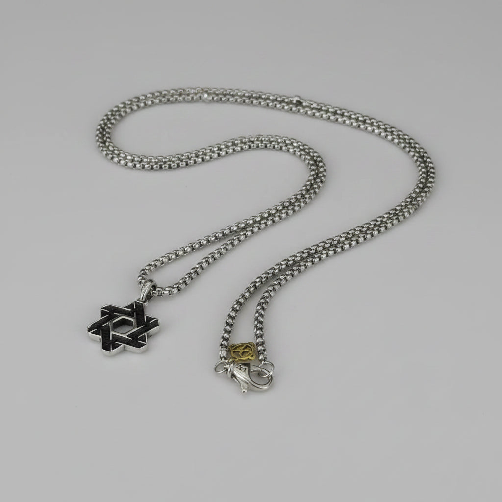 Solid Silver Star Necklace Men Fine Jewelry Birthday Gift