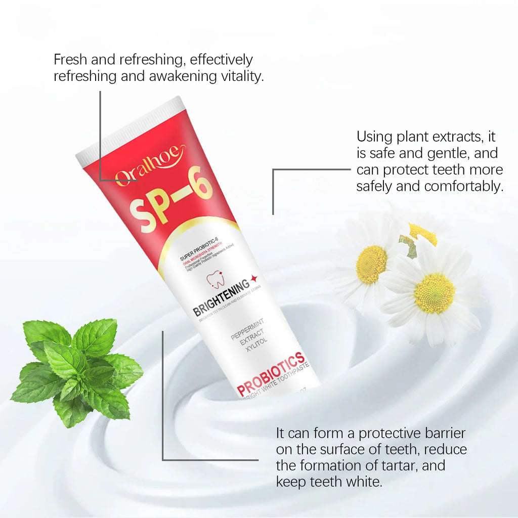 Oralhoe 120g Probiotic Toothpaste Sp-6 Whitening Tooth Powder Remove Plaque Stains Oral Hygiene Refreshing Breath Toothpaste mbzr