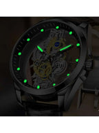 New Brand Fashion Men's Quartz Watch Skeleton Business Man wristwatch Leather strap luminous Quartz Watch for men mbzr
