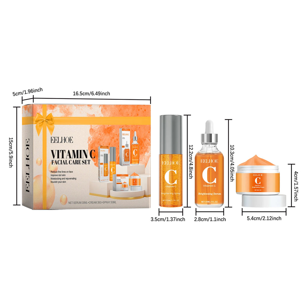 EELHOE Vitamin C Face Skin Care Set Moisturizing Improve Skin Texture Pore Shrink Enhance Skin Elasticity Facial Care Set mbzr
