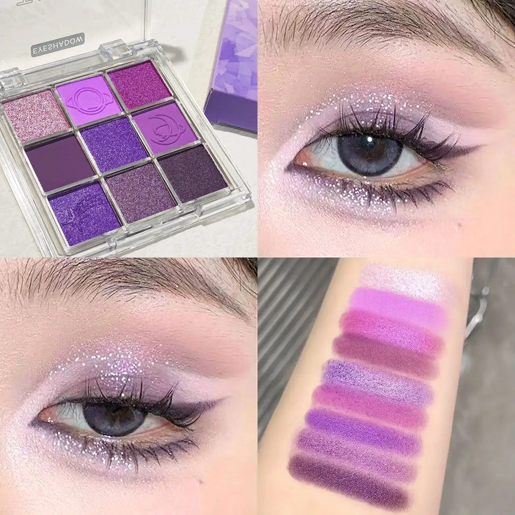 Dreamlike Nine-Color Purple Eyeshadow Palette Long-Lasting And Waterproof Matte And Shimmer Finishes Smokey Eye Makeup Palette mbzr