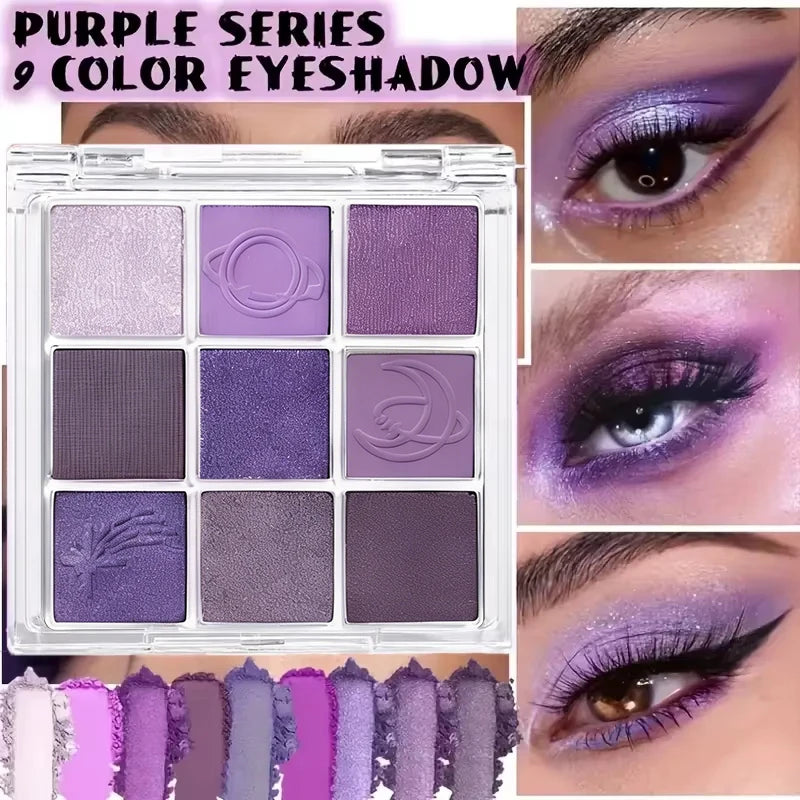 Dreamlike Nine-Color Purple Eyeshadow Palette Long-Lasting And Waterproof Matte And Shimmer Finishes Smokey Eye Makeup Palette mbzr