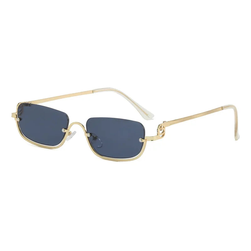 Luxury Brand Metal Half Frame Sunglasses Women Rectangle Shape Rimless Sun Glasses Men UV Protection Retro Punk Y2k Shades UV400 Eyewear