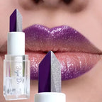 Two-Tone Gradient Mermaid Lipstick Shimmer Glitter Purple Lipstick Long Lasting Hydrating Lip Balm Unique Diamond Cut Design mbzr