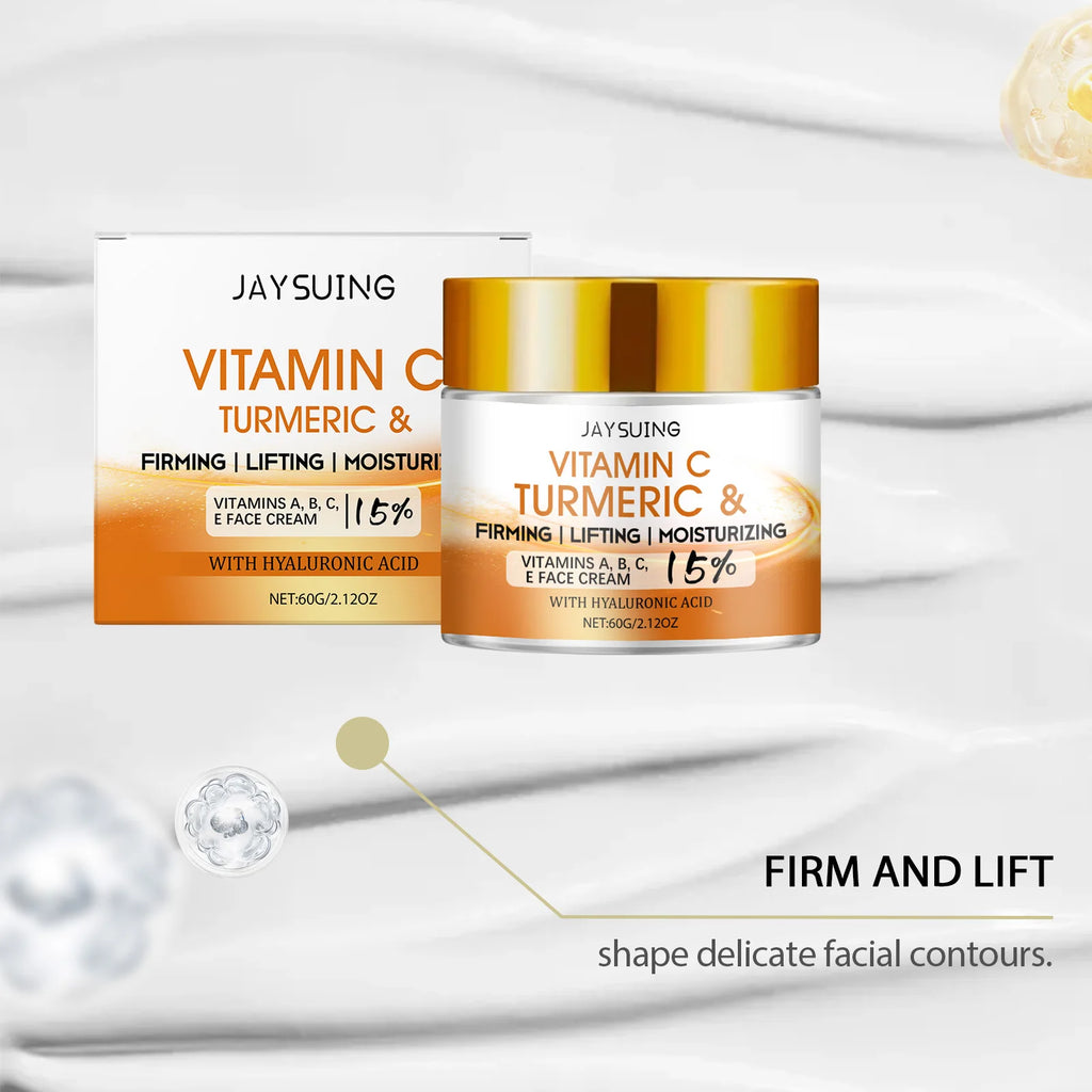 Jaysuing 60g Vitamin C Turmeric Facial Cream Hydrating Nourishing Softening Skin Care Cream For Daily Use Lightweight Formula For All Skin Types mbzr
