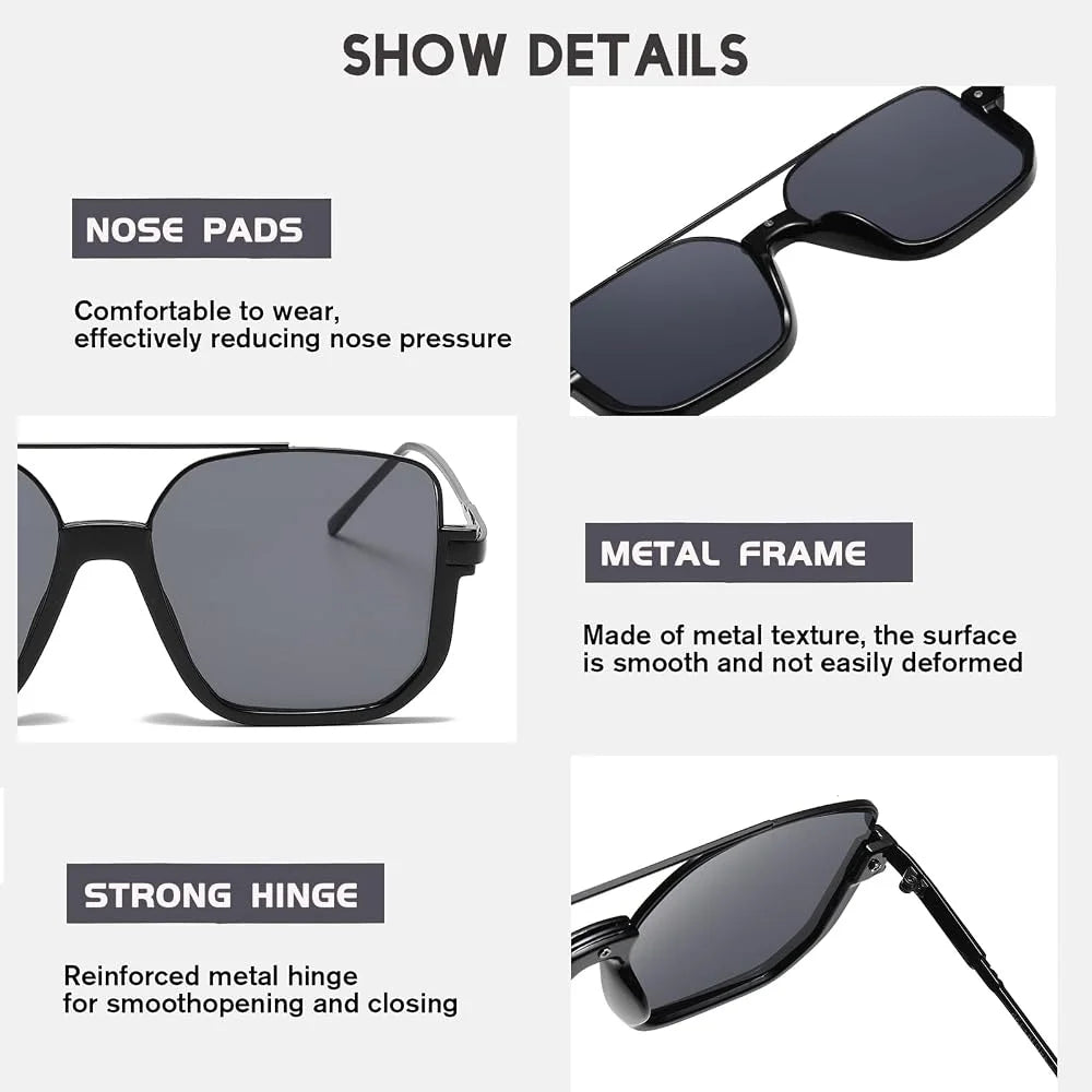 Retro Pilot Metal Sunglasses Fashion Korean Style Women Square Shades Trendy Ins Popular Brand Design UV400 Sun Glasses