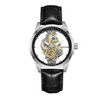 New Brand Fashion Men's Quartz Watch Skeleton Business Man wristwatch Leather strap luminous Quartz Watch for men mbzr
