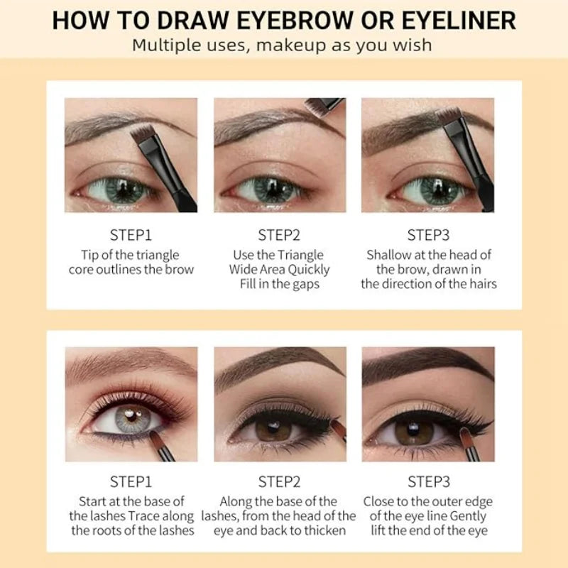 6-Pcs Eye Makeup Set:3D Eyebrow Styling Wild+Liquid Eyeliner+Slim Volume Mascara+9-Color Eyeshadow Palette Easy to Apply Unisex mbzr