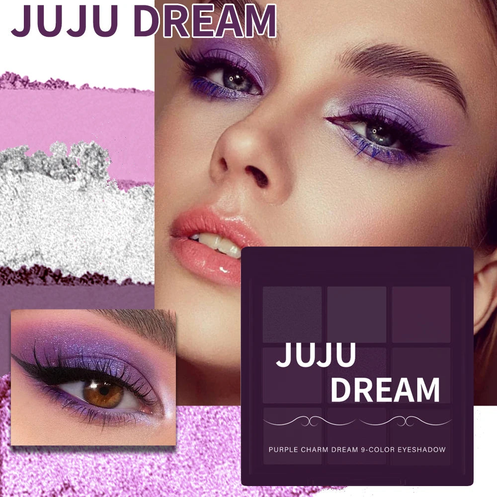 9-Color Dream Purple Eyeshadow Palette Low Saturated Smokey Multi Waterproof And Sweatproof For A Long-Lasting Smoky Eye Makeup mbzr