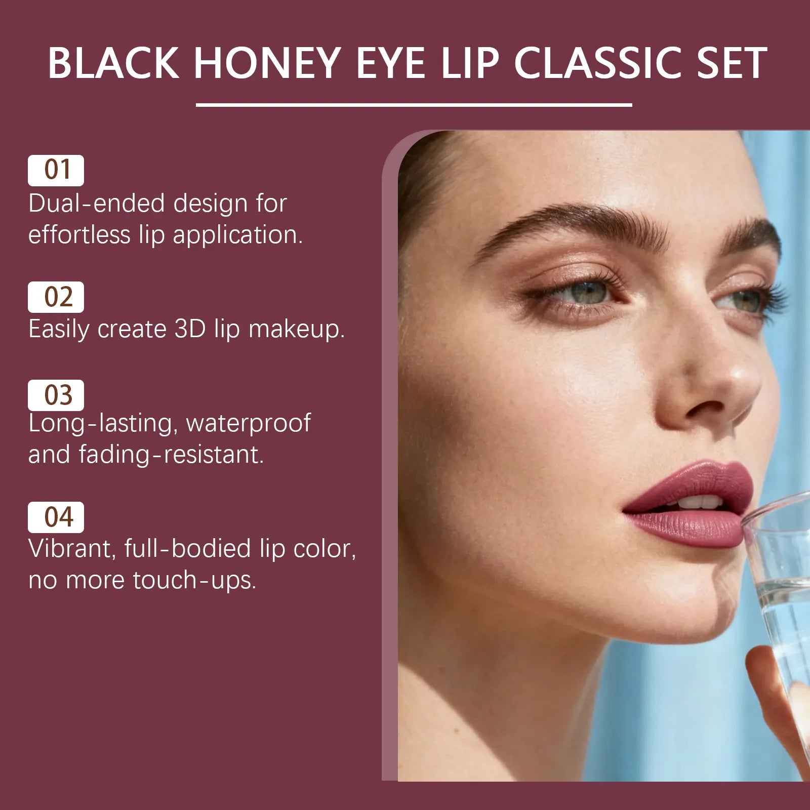 Black Brown Eye Lip Makeup Set Eyelash Spiral Brush Hydrating Lipstick Fast Dry Waterproof Lengthening Curling Mascara Cosmetic mbzr