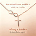 1Pcs Gold Plated Infinity Symbol & Cross Lariat Necklace, Dainty Y-Drop Chain Necklace for Women, Elegant Minimalist Statement Jewelry for Everyday Wear & Dating