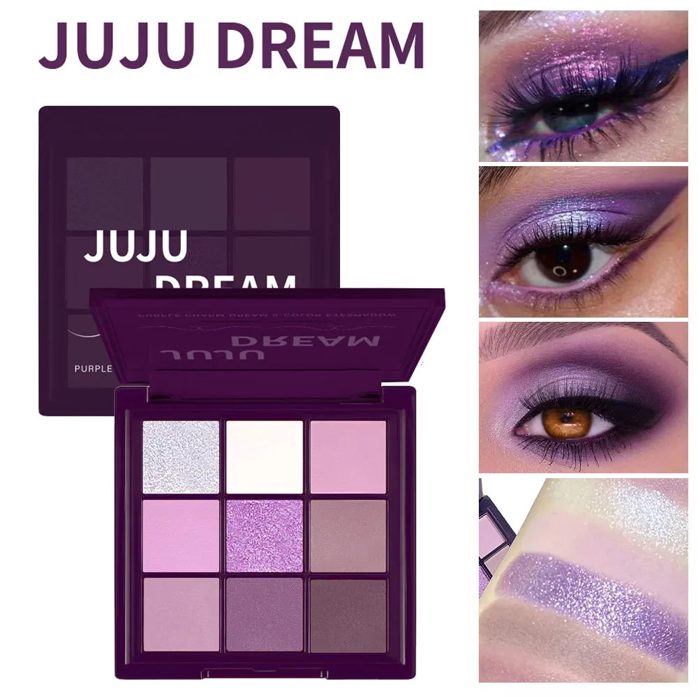 9-Color Dream Purple Eyeshadow Palette Low Saturated Smokey Multi Waterproof And Sweatproof For A Long-Lasting Smoky Eye Makeup mbzr