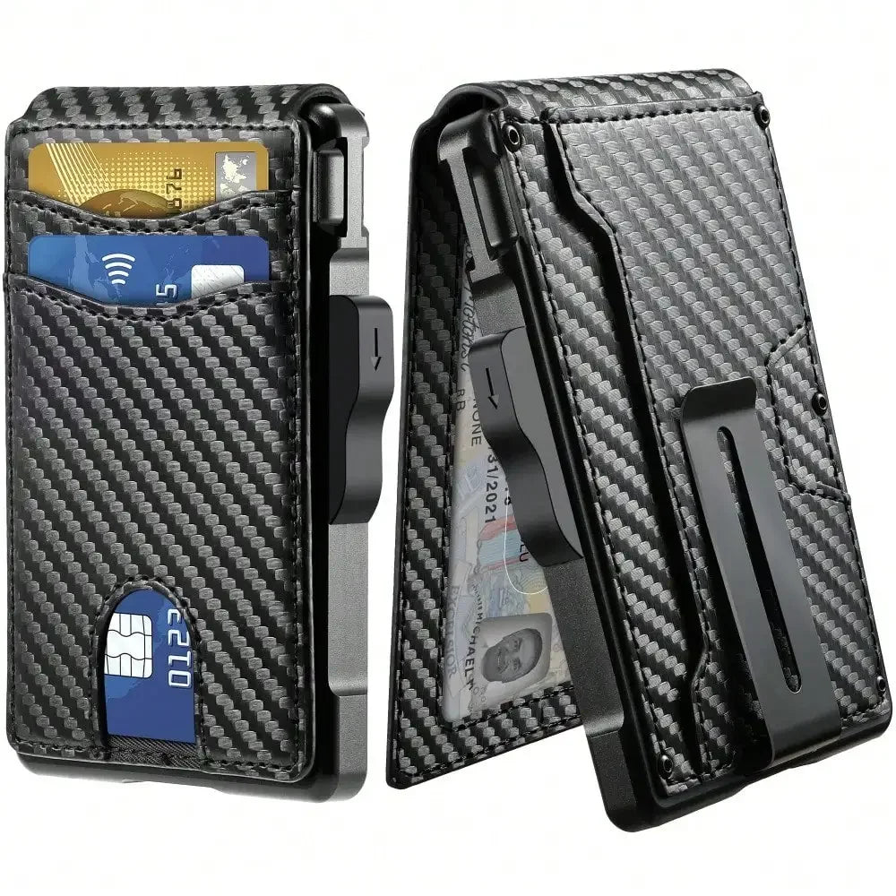 Wallet for Men, Mens Minimalist Wallet 9-13 Cards, Slim Compact Wallet with Money Clip & ID Window, RFID Blocking Smart Pop Up C mbzr