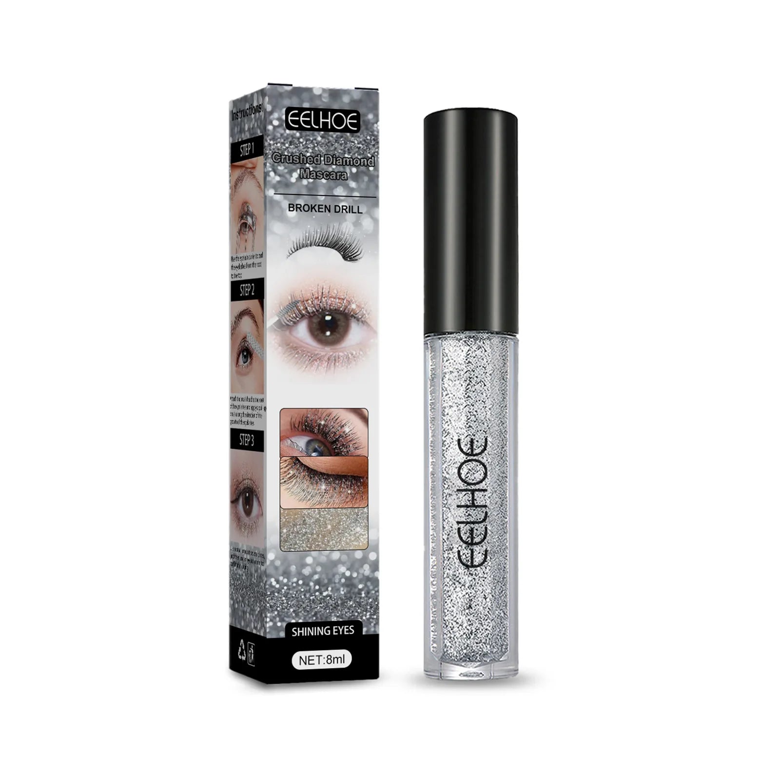 Diamond Glitter Mascara Stand Out Glamour Smudge Proof Quick Drying Long Lasting Sparkling Shine Dazzling Tears Flash Eye Makeup