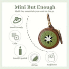 1pc Cartoon Kiwi Fruit Round Coin Purse Faux Leather Mini Zipper Wallet Portable Keychain Hanging Bag Decor Daily Matching Storage Accessory Holiday Gift mbzr