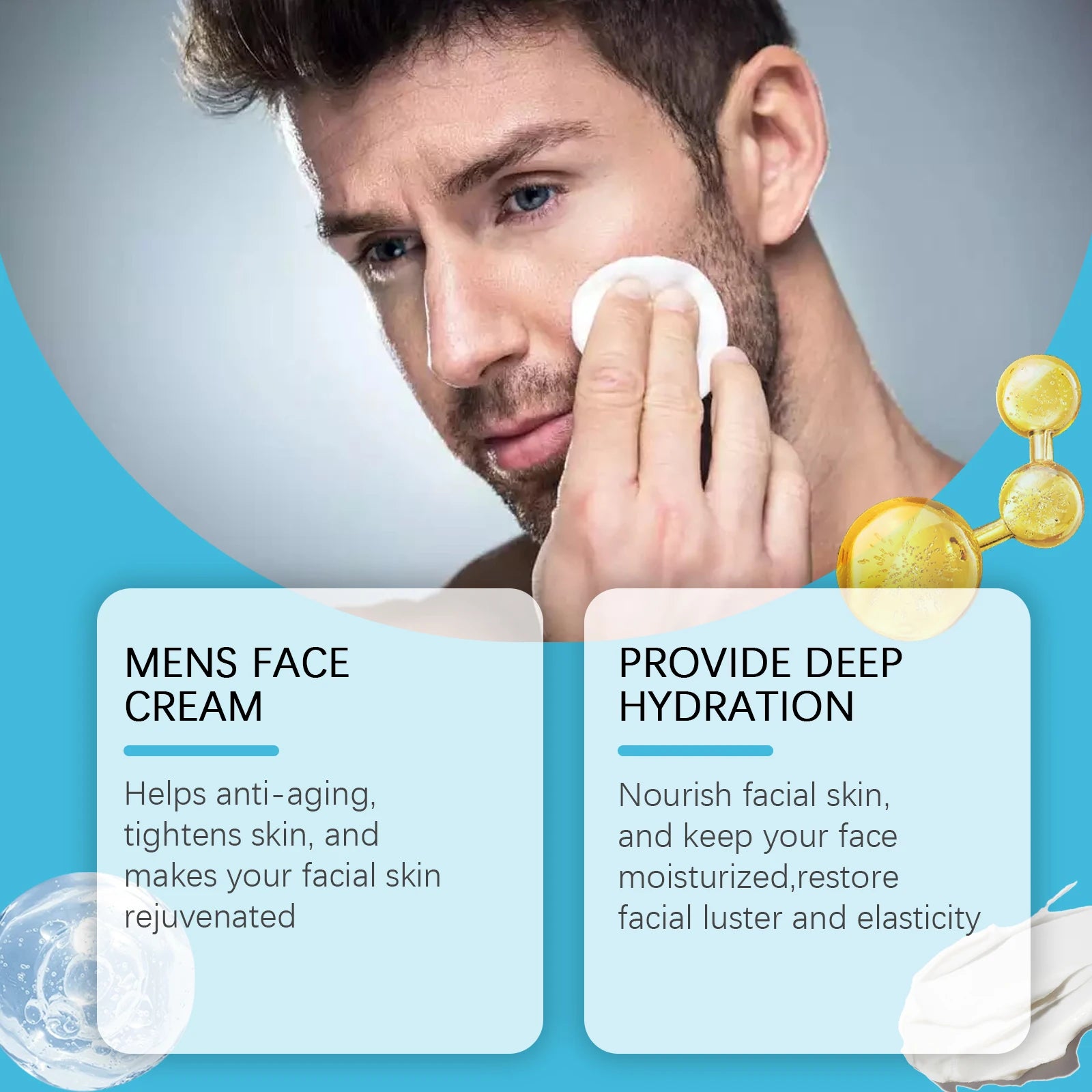 50G Men Retinol Face Cream Moisturizing Nourishing Anti-aging Skin Rejuvenation Fade Fine Lines Non-greasy Men Daily Skin Care mbzr