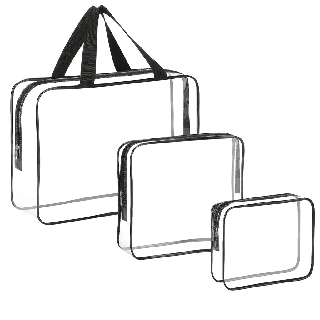 3-Pack Clear PVC Travel Toiletry Bags – Cosmetic Organizer mbzr
