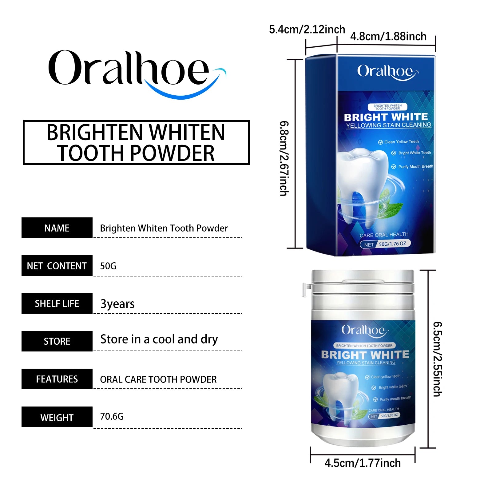 Oralhoe 120g Probiotic Toothpaste Sp-6 Whitening Tooth Powder Remove Plaque Stains Oral Hygiene Refreshing Breath Toothpaste mbzr