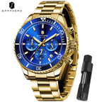 SAPPHERO Men’s Quartz Watch Luxury Chronograph Sport Wristwatch Stainless Steel Waterproof 50M Date Luminous Business Watch mbzr