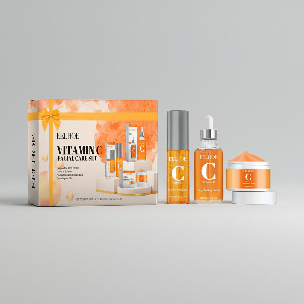 EELHOE Vitamin C Face Skin Care Set Moisturizing Improve Skin Texture Pore Shrink Enhance Skin Elasticity Facial Care Set mbzr