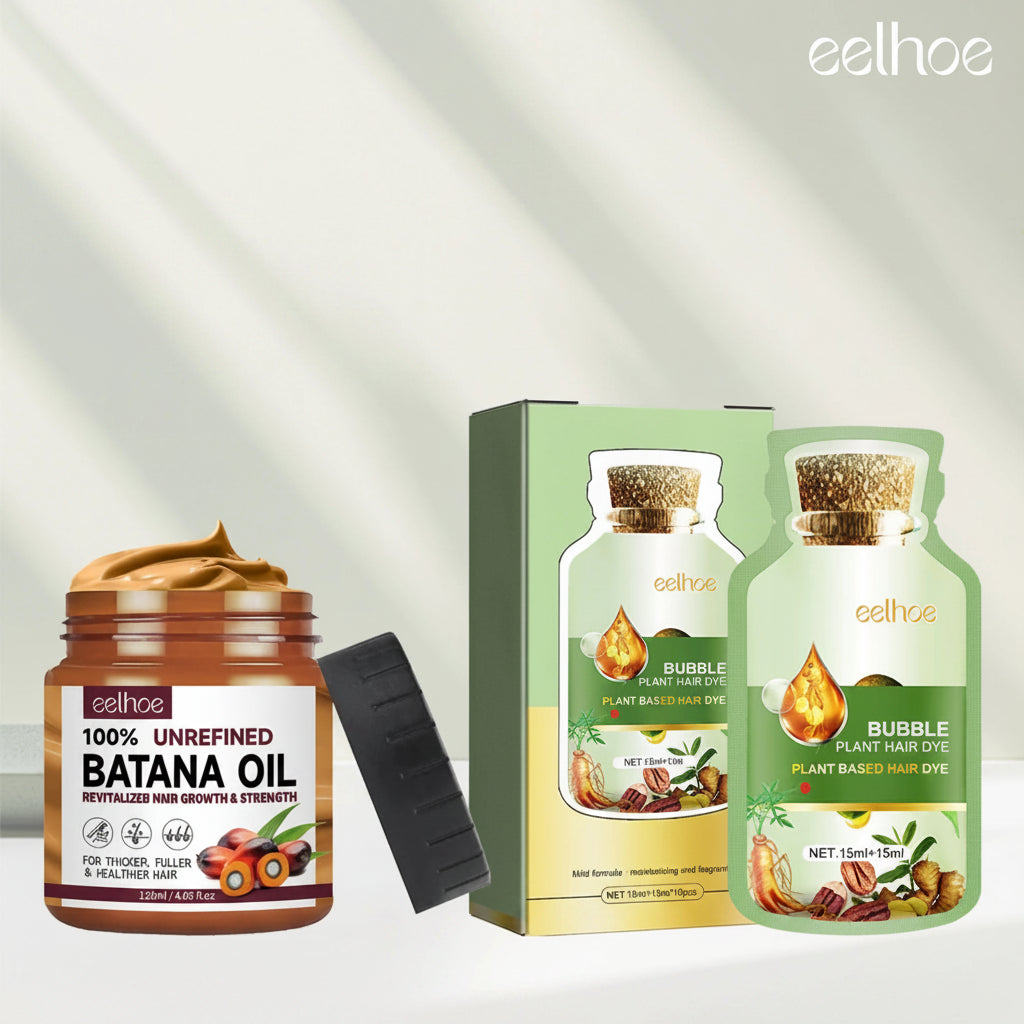 Herbal Bubble Hair Dye Shampoo with Batana Oil – Natural Color & Grey Coverage (10 pcs) mbzr