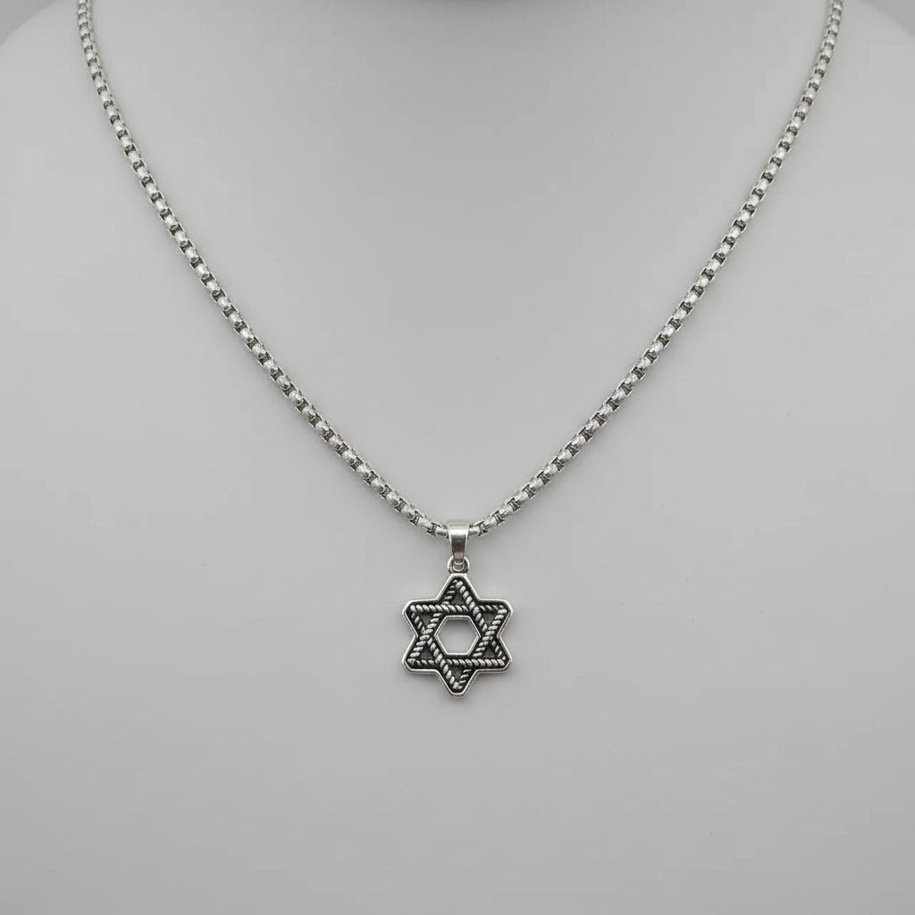 Solid Silver Star Necklace Men Fine Jewelry Birthday Gift