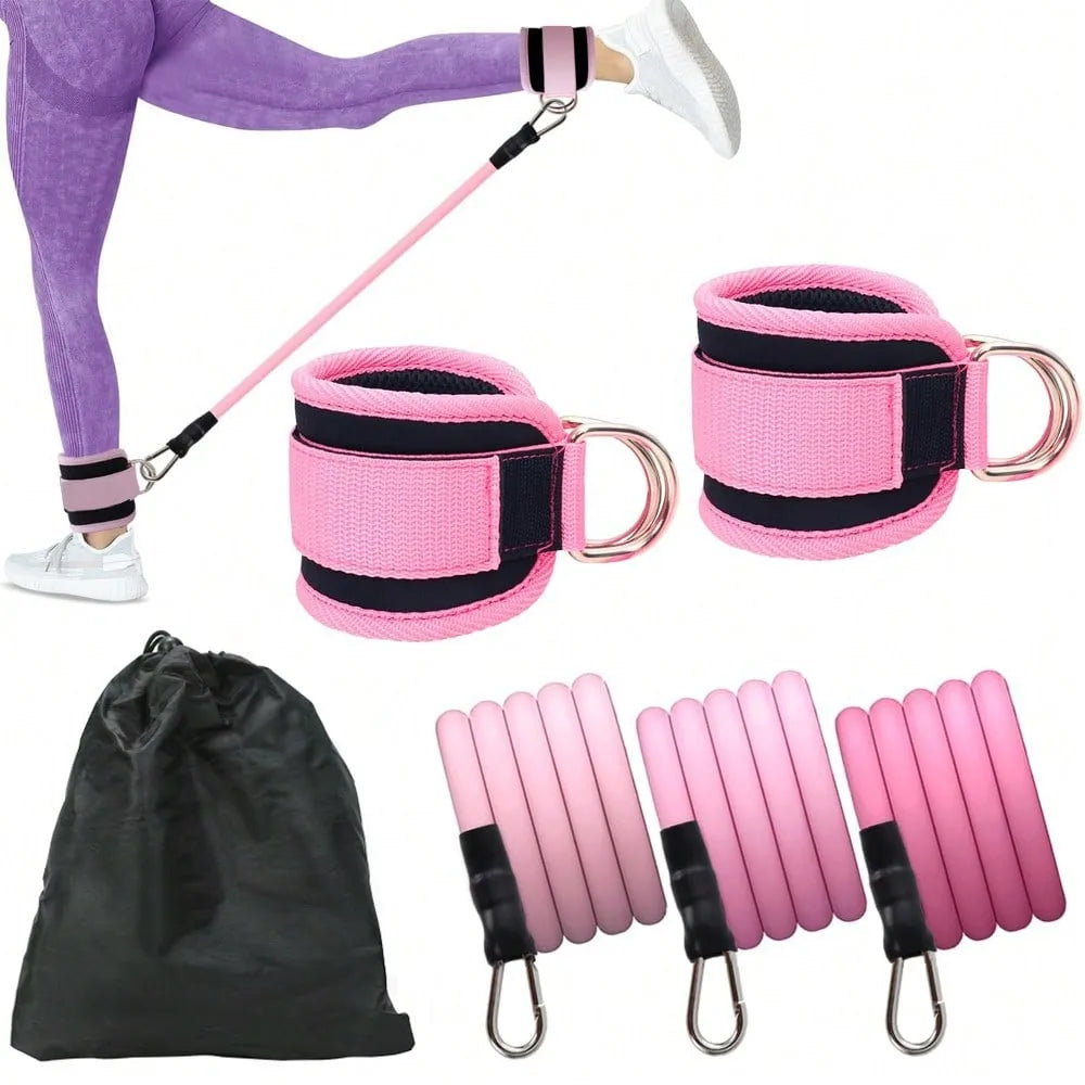 Natural Latex Yoga Resistance Bands 3Pcs Set Hip and Leg Shaping Trainer with Ankle Straps for Home Gym mbzr