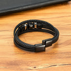 TYO Animal Magnetism Lion Woven Multi-Layer Genuine Leather 3 Colors Stainless Steel Magnet Buckle Bracelet