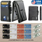 Wallet for Men, Mens Minimalist Wallet 9-13 Cards, Slim Compact Wallet with Money Clip & ID Window, RFID Blocking Smart Pop Up C mbzr